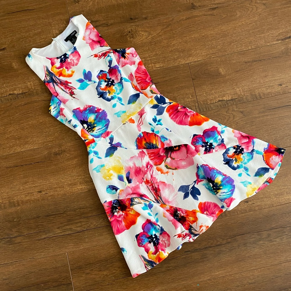 Aqua Sleeveless White Floral Dress